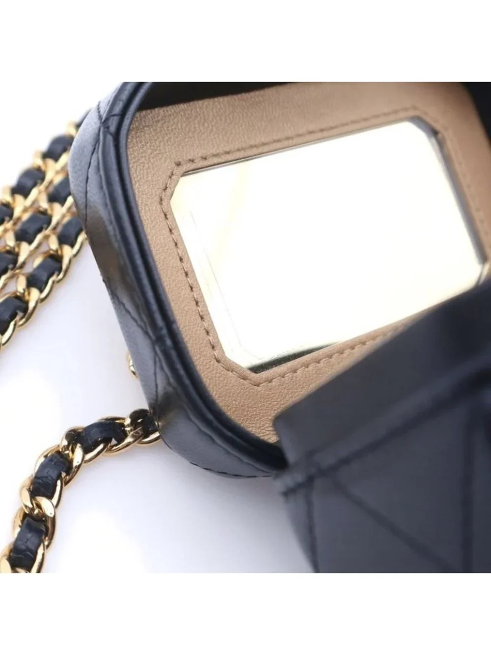 Chanel CC Logo Quilted Lambskin Leather Vanity Chain Shoulder Bag Black - Picture 6 of 6